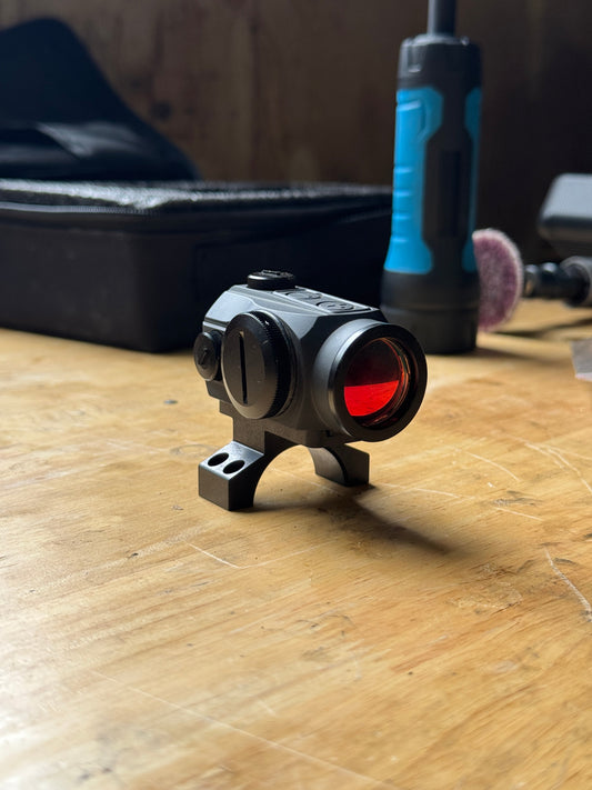 CNC-machined Aimpoint Micro piggyback mount designed for the Vortex OPMOD 30mm cantilever, shown with clean flat-top geometry and mounting bosses.