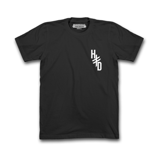 Black Homestead Defense heavyweight T-shirt with small front logo